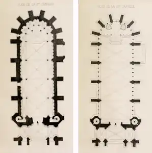 Plan of the lower chapel (front)  and upper chapel (right)