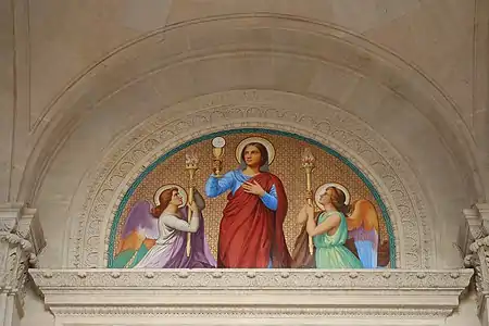 Decoration on the facade: "Faith", painted by Paul Balze