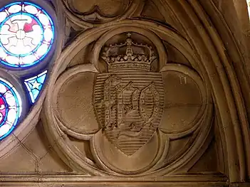 The coat-of-arms of Duke Ferdinand-Philippe d'Orleans in the north transept