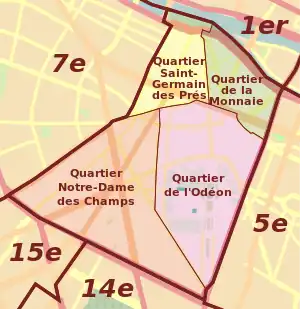 The four quarters of the 6th arrondissement