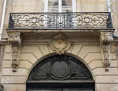 Rococo medallion in the lunette of the door of the Hôtel de Salm-Dyck, Paris, unknown architect, 1722