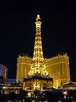 The Eiffel Tower and hotel at night