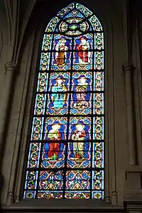 Window depicting Saints Catherine, Theresa, Katherina of Alexandria, Chlotilde, Gertrude, Anna and Magdalena, by Antoine Lusson (1868)