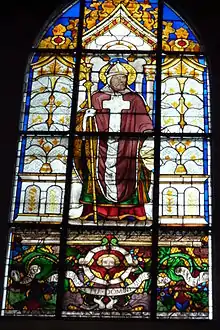 St. Domnolus, Bishop of Le Mans, stained glass.