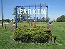 Welcome Sign entering Parkin