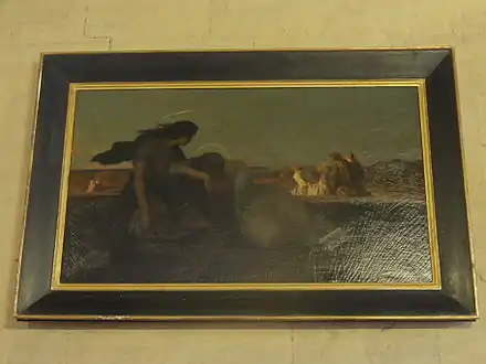 Dargent's depiction of Christ being carried to his tomb ("Le Christ porté au sépulcre"). This painting is located in Jouy-le-Comte's église Saint-Denis].