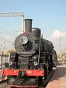 Russian locomotive class Ye Yea-2450 at Moscow Railway Museum at Rizhsky station