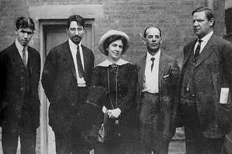 Image 47Strike leaders at the Paterson silk strike of 1913. From left, Patrick Quinlan, Carlo Tresca, Elizabeth Gurley Flynn, Adolph Lessig, and Bill Haywood.