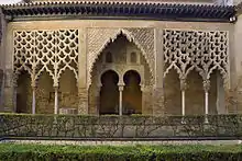 The south portico of the Patio del Yeso of the Alcázar of Seville, built during the Almohad period