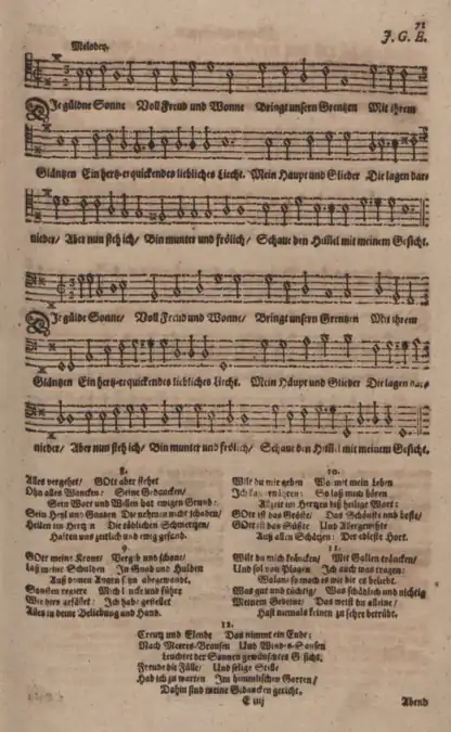 First edition, p. 71, tenor and bass parts, stanzas 1 to 7