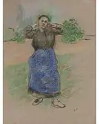 Paysanne Nouant son Foulard, 1882, pastel on paper