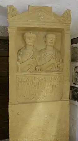 Roman gravestone discovered in Moncalvo di Pisino (Golgorica), now at the Pazin Museum