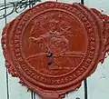 The seal of the Viceměřice part of the town of Dědice. In the description the year 1734