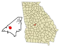 Location in Peach County and the state of Georgia