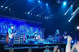 Pearl Jam performing in Amsterdam 2012. From left to right: Mike McCready, Jeff Ament, Matt Cameron, Eddie Vedder and Stone Gossard.