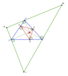 Pedal triangle (DEF) and antipedal triangle (LMN) of P