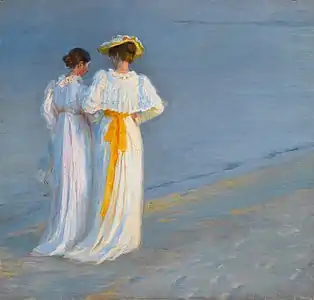 Study for Anna Ancher and Marie Krøyer on the beach at Skagen (1893)