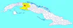 Pedro Betancourt municipality (red) within  Matanzas Province (yellow) and Cuba