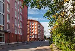 Apartment buildings along the Pehtoorintie street in Pakkala, Aviapolis, Vantaa