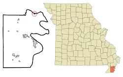 Location of Hayward, Missouri