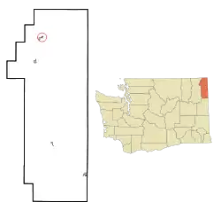 Location of Metaline Falls, Washington