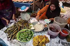 Banjarese traditional snacks being sold in a traditional market