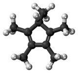 Ball-and-stick model of the pentamethylcyclopentadiene molecule