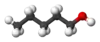 Ball and stick model of 1-pentanol