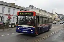 Preserved Western National Plaxton Pointer bodied Dennis Dart in Penzance in April 2014