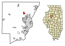 Location of Dunlap in Peoria County, Illinois.