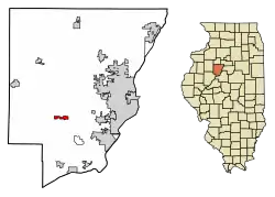 Location of Hanna City in Peoria County, Illinois.