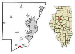 Location of Kingston Mines in Peoria County, Illinois.