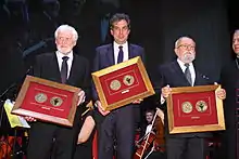 2015's Per Artem Ad Deum laureates - from the left:  Wincenty Kućma, Volker Resing (Herder Publishers), Krzysztof Penderecki