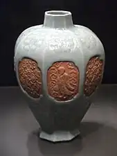 Chinese cartouches on a Longquan ware Vase, 14th century, celadon, British Museum, London