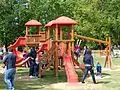 Playground slides at Zrinski Park in  Čakovec, Croatia