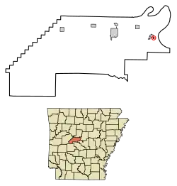 Location of Fourche in Perry County, Arkansas.