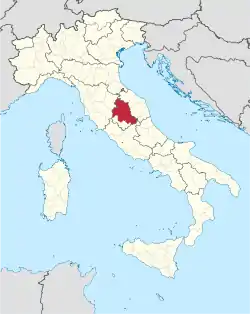 Location of the province of Perugia in Italy
