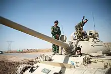 Image 40Peshmerga T-55 tank outside Kirkuk on 19 June 2014. Iraqi Kurdistan played a significant role in combatting ISIL during the Iraqi Civil War (from 2010s)