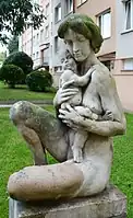 Mother with child, 1982, artificial stone, Prague-Strašnice