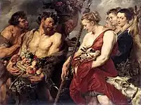 Peter Paul Rubens, Diana Returning from the Hunt, still life elements by a specialist on history painting(c. 1615)