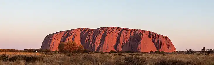 Uluru, an 863-metre (2,831 ft) sandstone formation in Australia's Northern Territory.