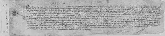 scan of de la More's original petition in a 15th-century hand