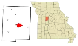 Location of Sedalia, Missouri