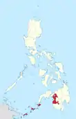 Map of the Philippines highlighting the Autonomous Region in Muslim Mindanao