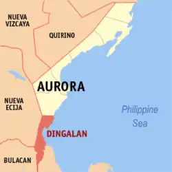 Map of Aurora with Dingalan highlighted