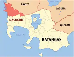 Map of Batangas with Nasugbu highlighted