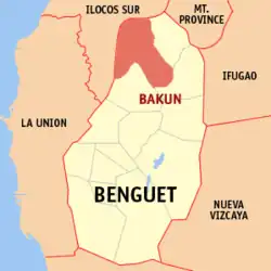 Map of Benguet with Bakun highlighted