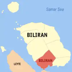 Map of Biliran with Biliran highlighted