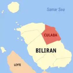 Map of Biliran with Culaba highlighted