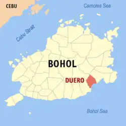 Map of Bohol with Duero highlighted